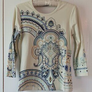 J McLaughlin 3/4 Sleeve Catalina Cloth Blouse XS Cream EUC